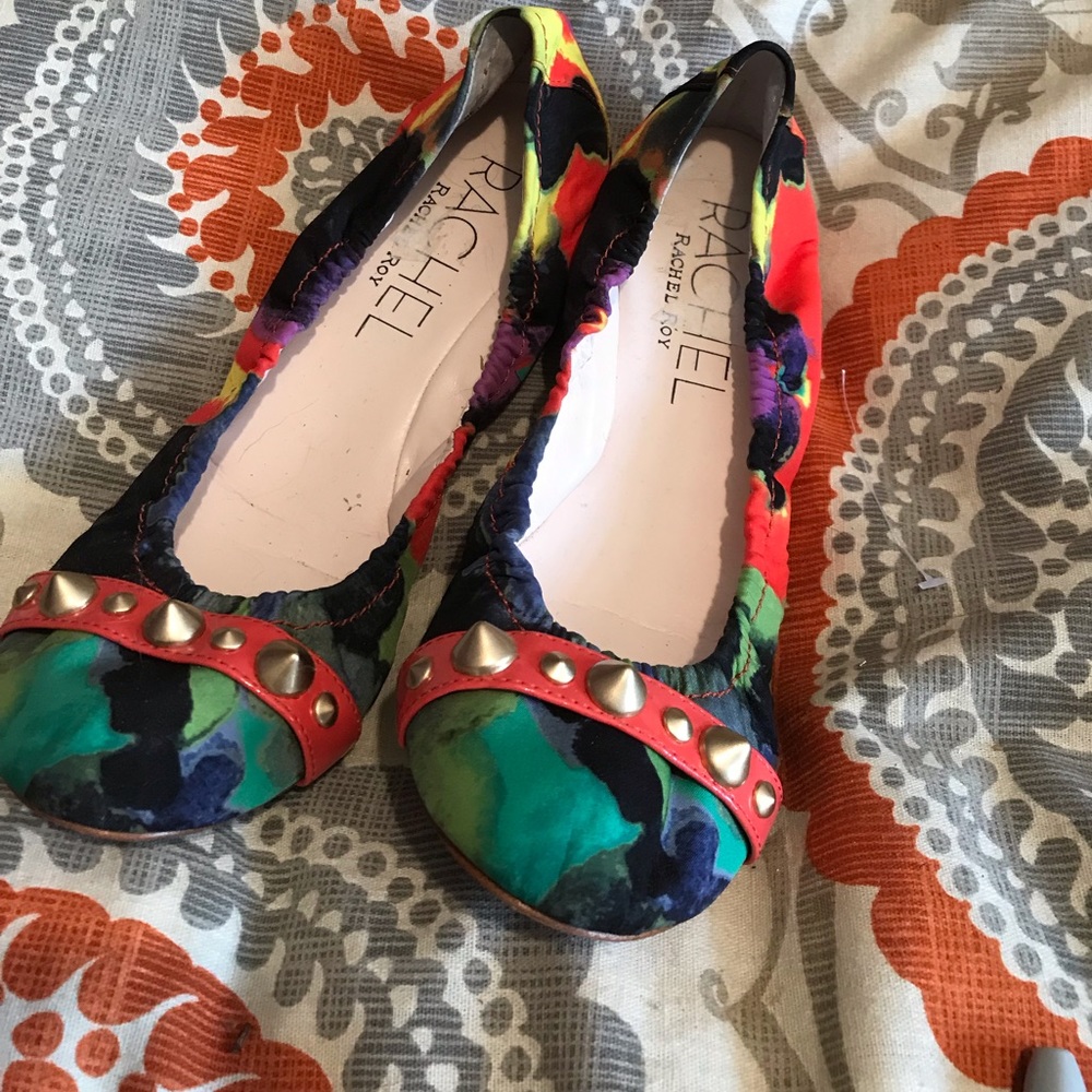 Rachel roy multi color flats with spikes